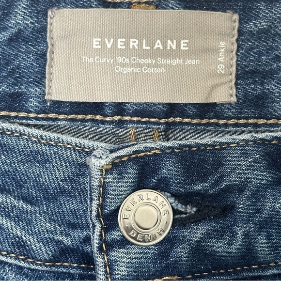 Everlane Curvy 90s Cheeky Straight Jeans Blue Ankle Organic Cotton Rigid - Picture 7 of 8